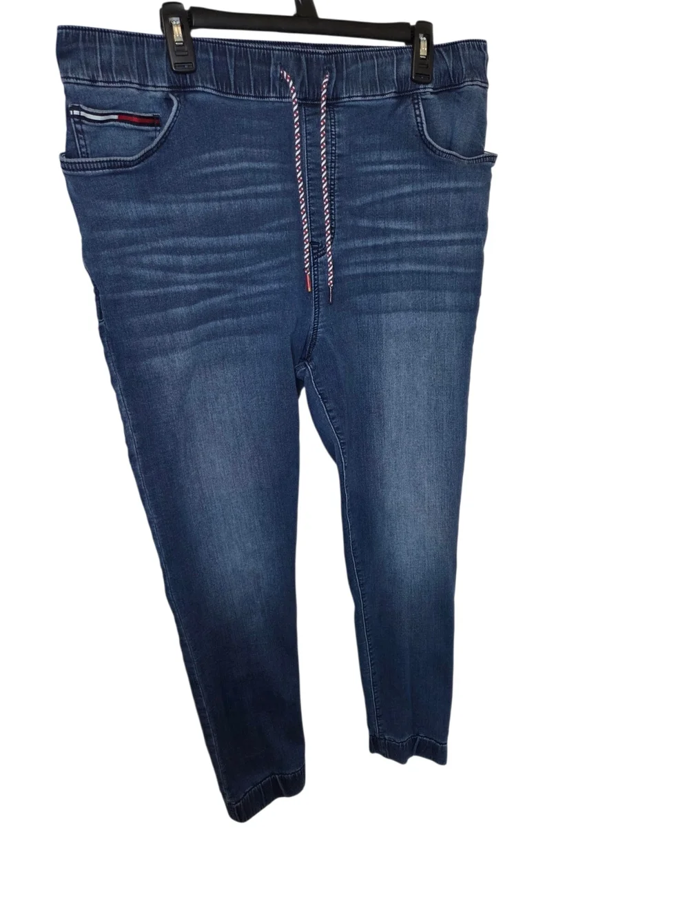 Tommy Hilfiger Men's Dark Blue Denim-Style Joggers with Drawstring - Picture 4 of 10